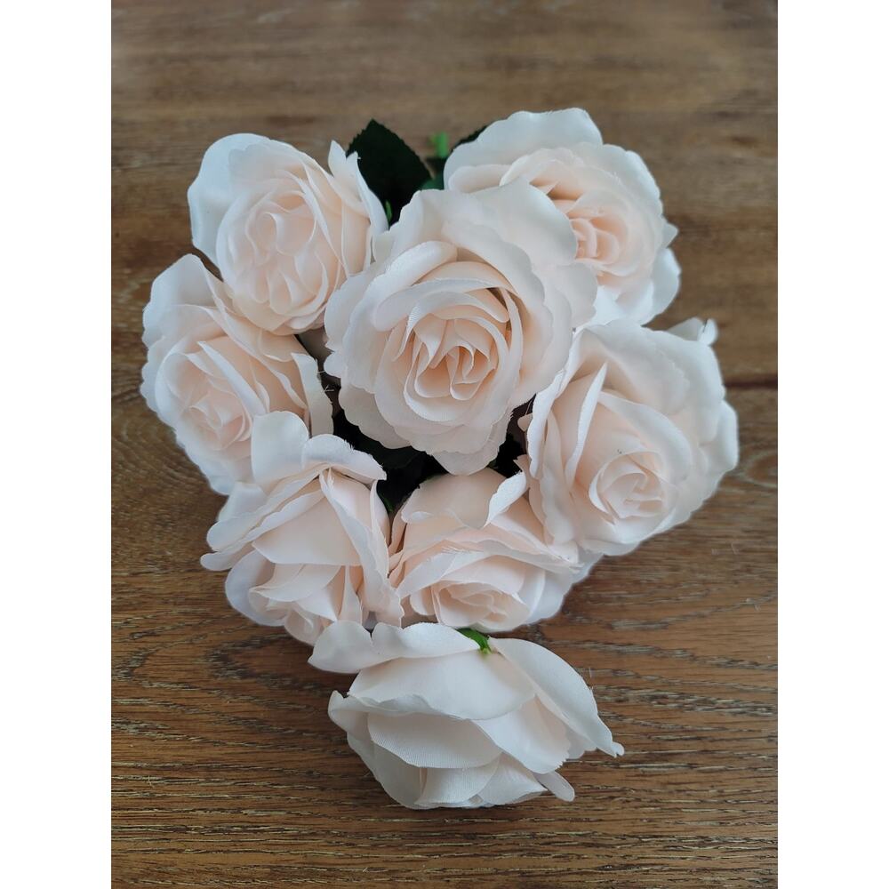 Blush-colored Artificial Rose Bush Bouquet 17"H